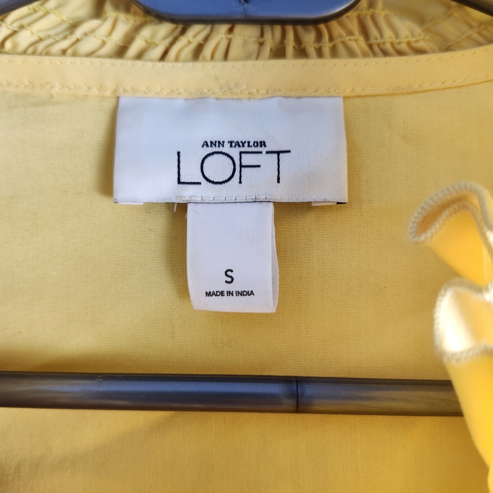 LOFT Sunny Yellow Ruffle Top - Picture 2 of 3